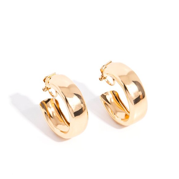 Round Reputation - Gold Clip-On Earrings - Picture 2 of 2